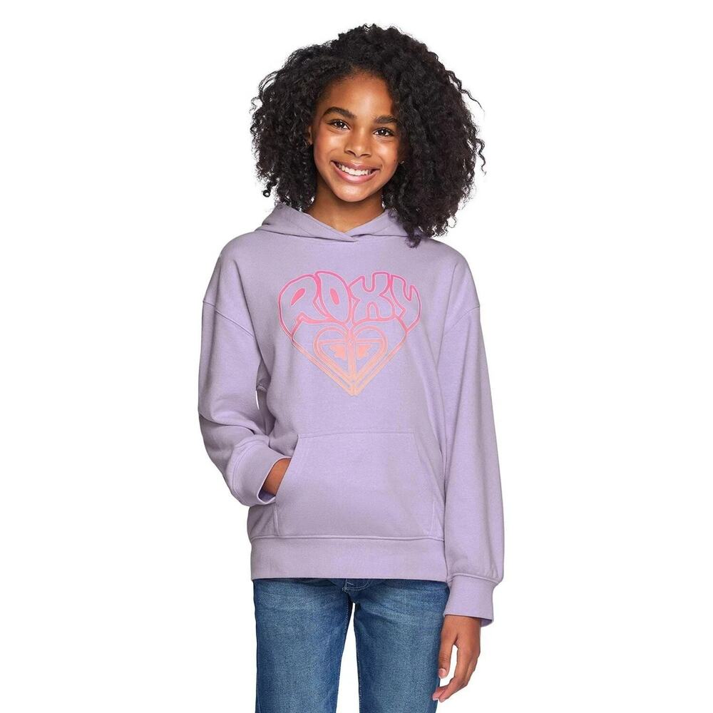Roxy Girl Youth Pullover Washed Hoodie Lavender Purple Cotton Blend Pocket XL